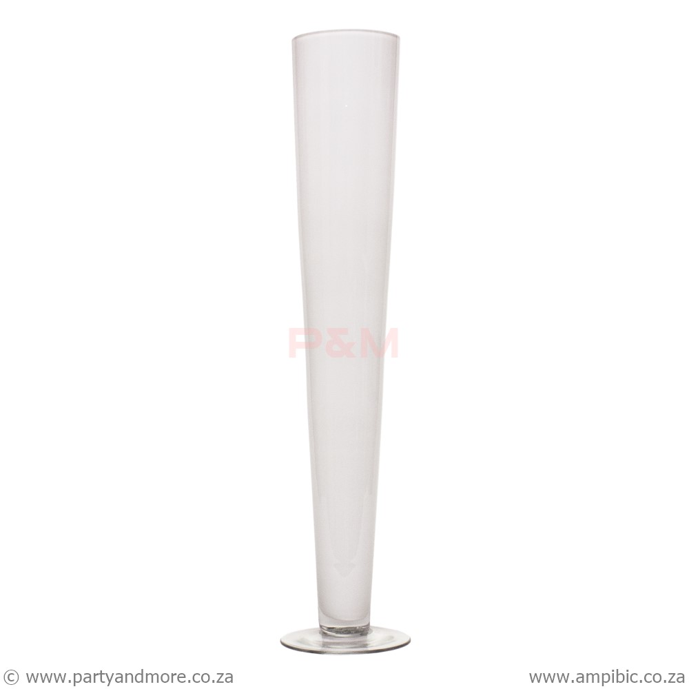 Vase White Cone clear base