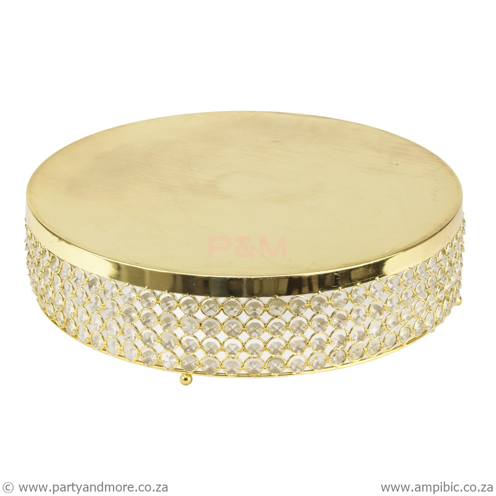 Cakestand crystal beaded gold