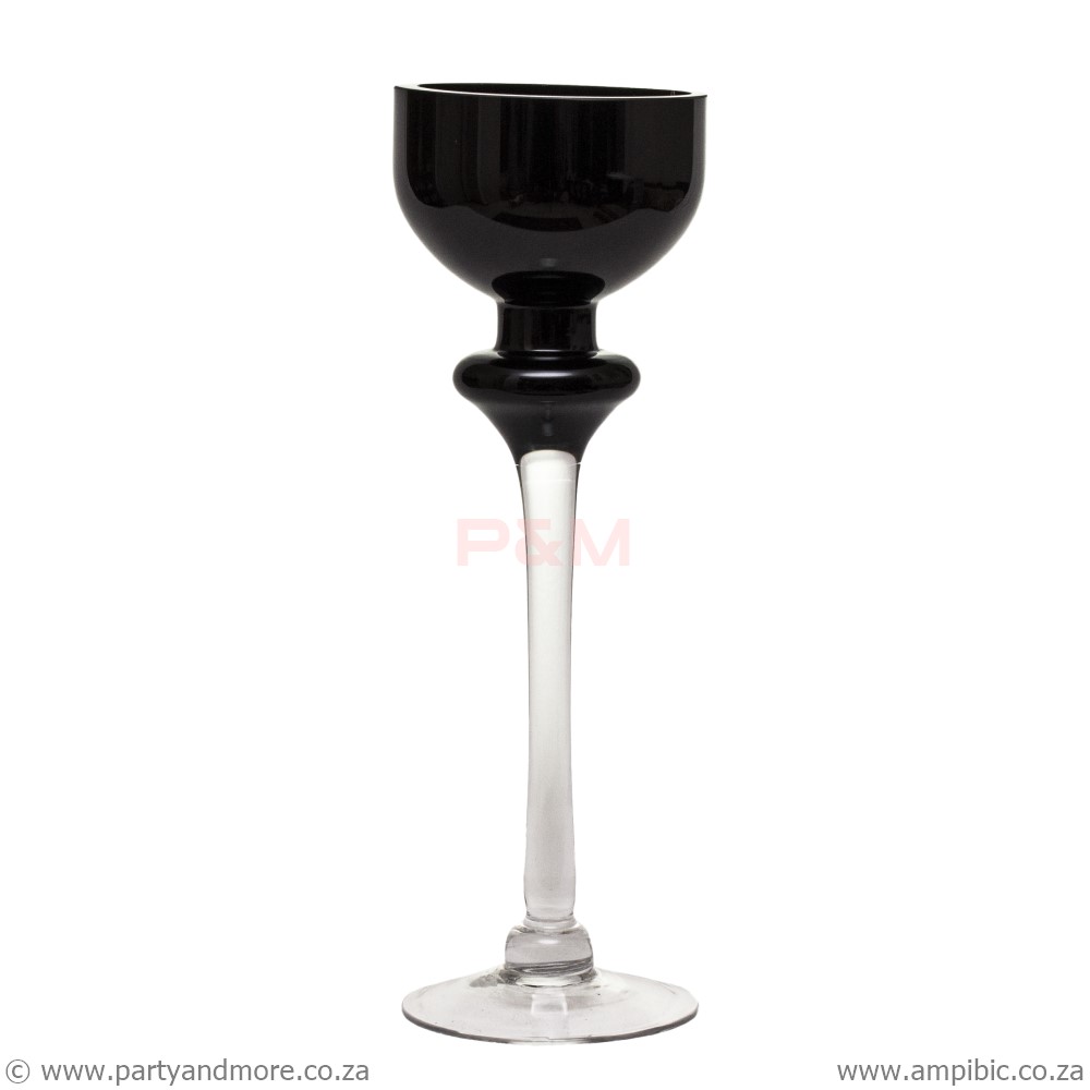 Candleholder black Clear Stem