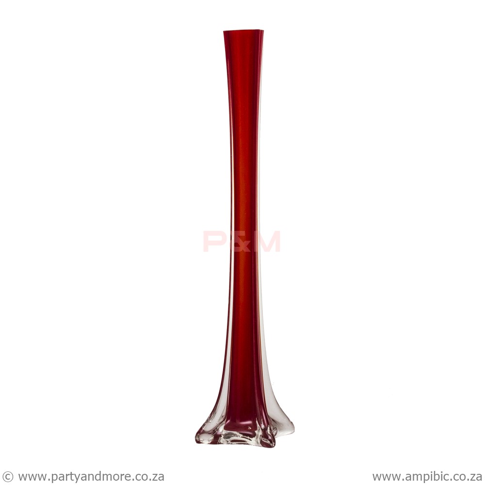 Vase - Red clear base 40cm